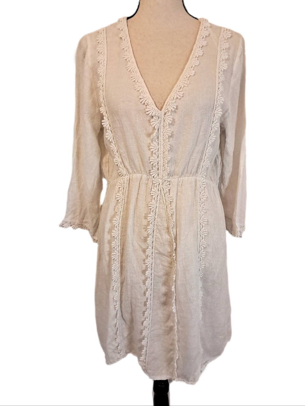 Valentina Naldi White Linen Beachy Boho Summer Mini Sun Dress Made In Italy S